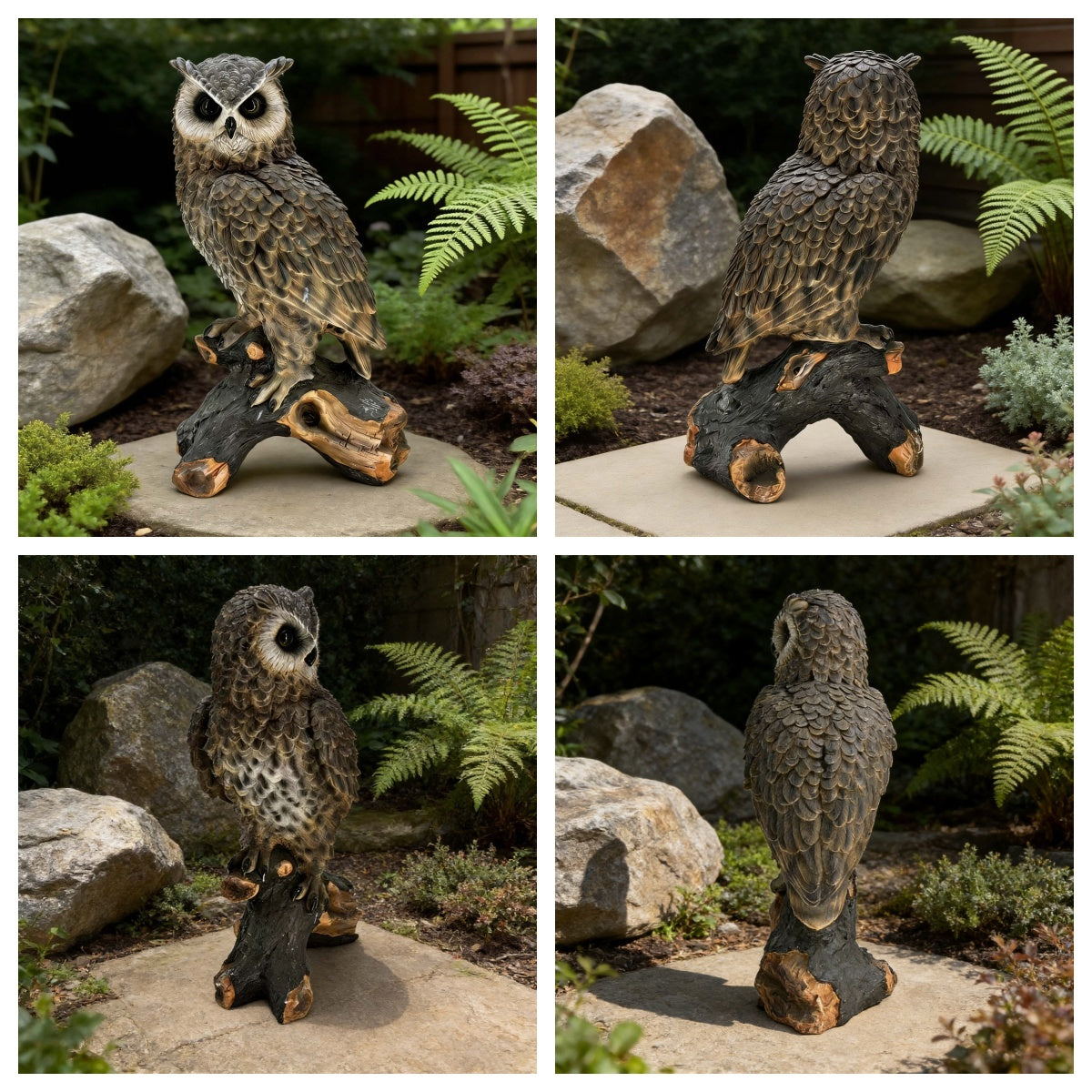 18.98' H x 11.10' L Simulated Owl Resin Garden Statue, Indoor & Outdoor Decorative Ornament, Lawn & Courtyard Art Craft Decoration