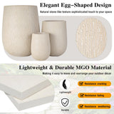 U_Style Egg-Shaped Lightweight MGO Outdoor Planter Set of 3