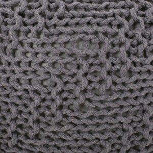 Hazel - Modern Knitted Cotton Yarn Round Pouf With Eco Friendly Pet Fibers - Dark Gray