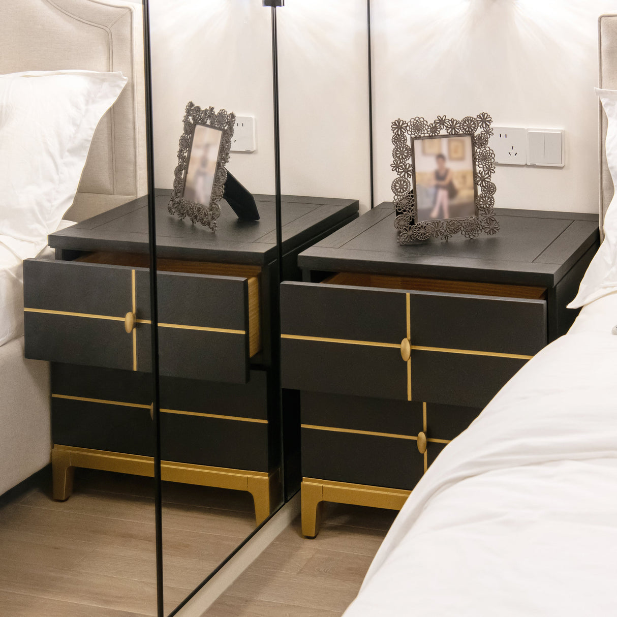 Kingsly 21" Wide Contemporary Glam Storage Side Table