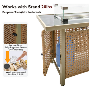K&K 8-Piece Patio Furniture Set with Fire Pit Table
