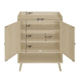 2 Door Shoe Rack, Freestanding, Modern Shoe Storage Cabinet, For Entryway - Natural