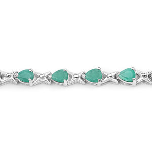 3.08 Carat Genuine Emerald .925 Sterling Silver Bracelet