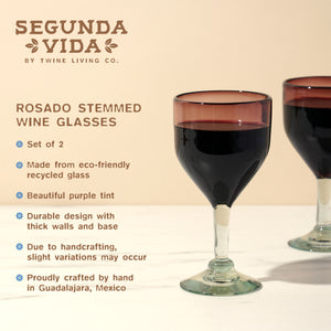 Rosado Stemmed Wine Glass Set by Twine Living- Set of 2