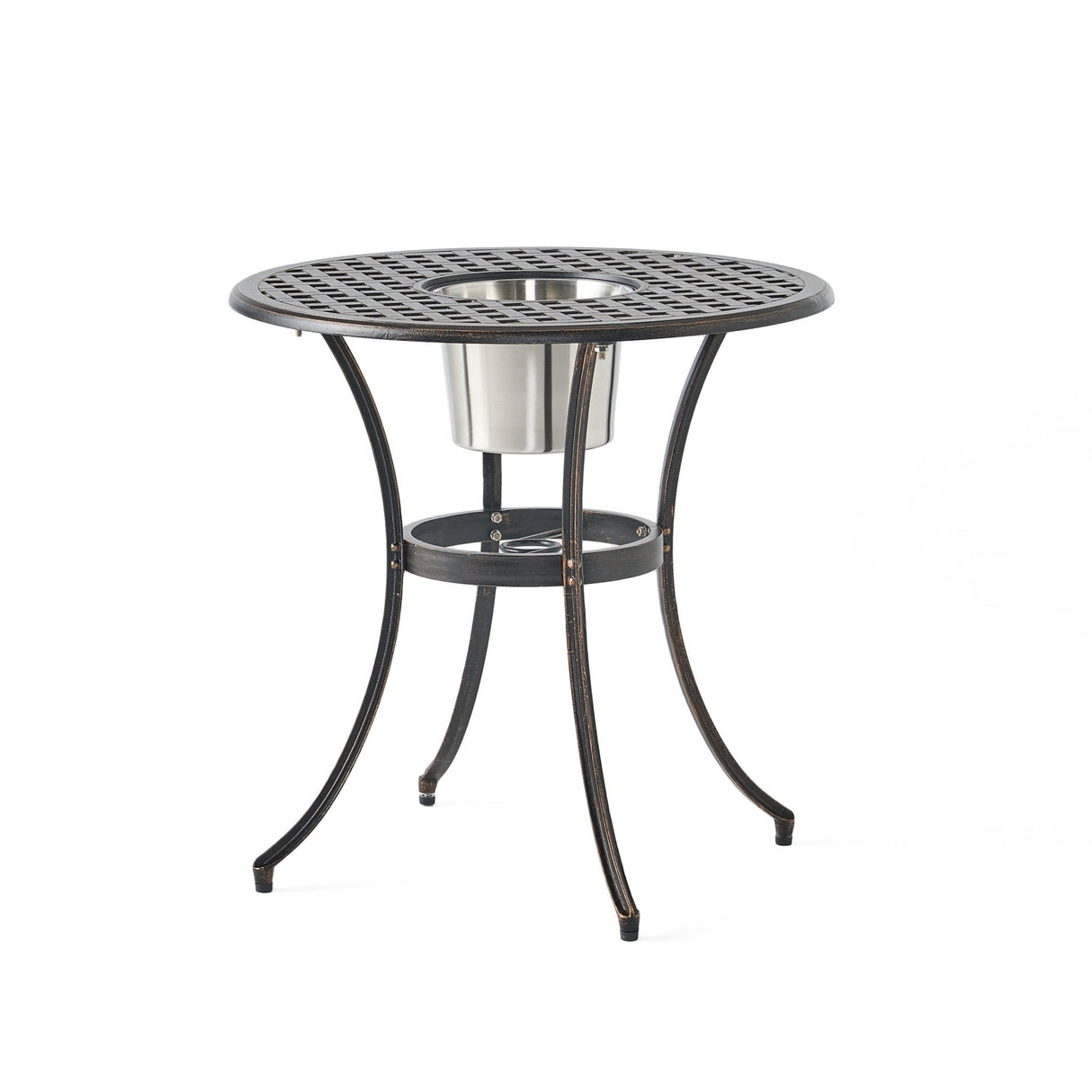 CAMDEN 3PC CAST BISTRO SET W ICE BUCKET - Tuesday Morning - Outdoor Furniture Sets