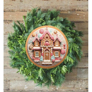 Candy Gingerbread Cookie House Faux 3D Sign - Wreath Enhancement