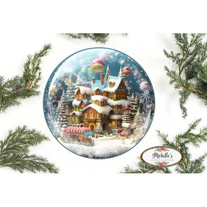 Candy Gingerbread Town Snow Globe - Wreath Enhancement