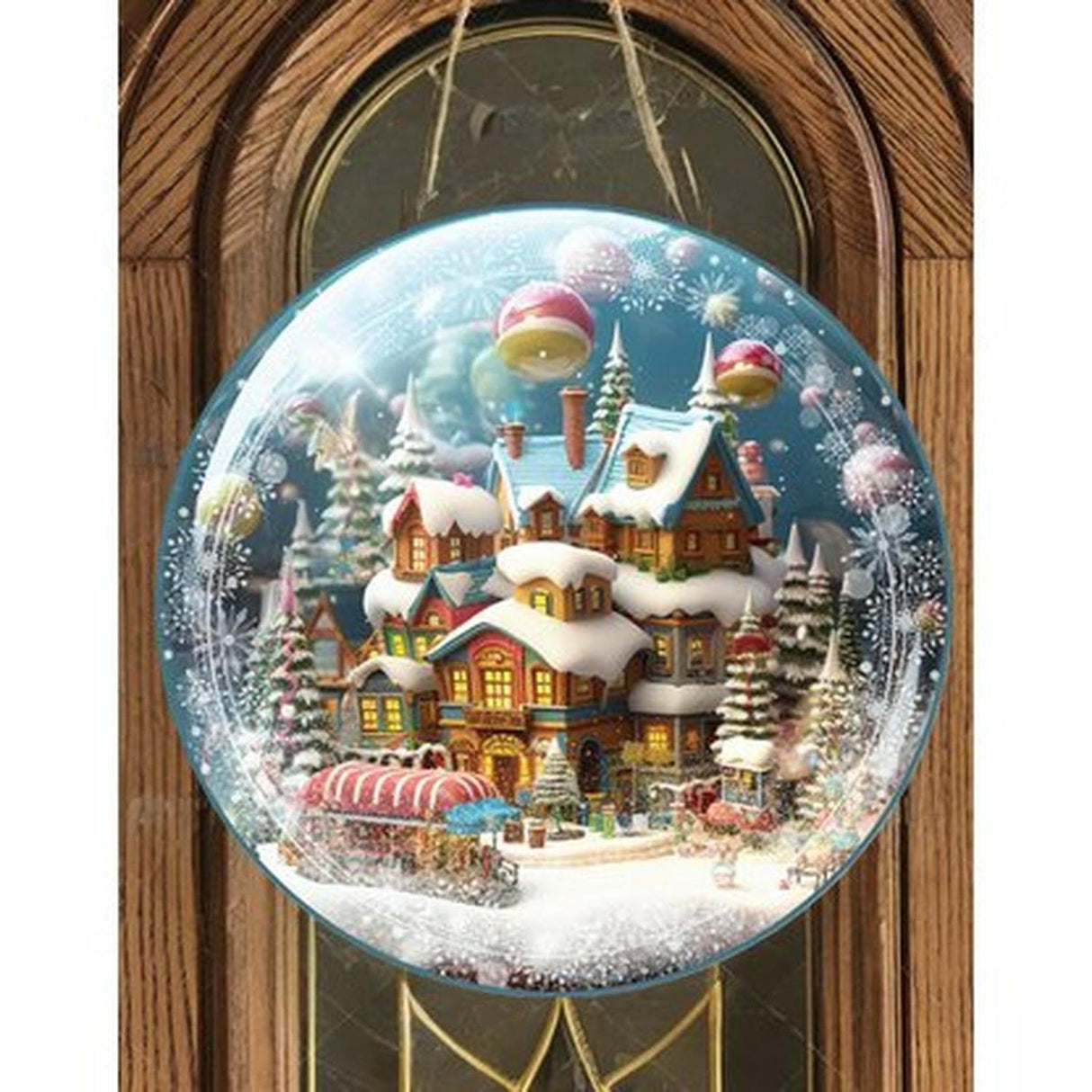 Candy Gingerbread Town Snow Globe - Wreath Enhancement