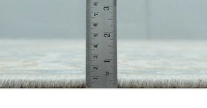 8x10 Hand Knotted Traditional Turkish Blue And Beige Low Pile Area Rug