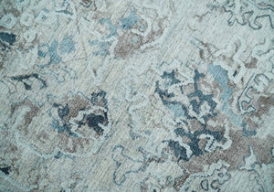 Carved 8x10 Silver, Gray and Charcoal Modern Abstract Handmade Art Silk and Wool Area Rug