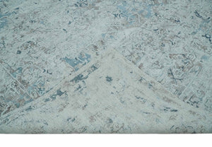 Carved 8x10 Silver, Gray and Charcoal Modern Abstract Handmade Art Silk and Wool Area Rug