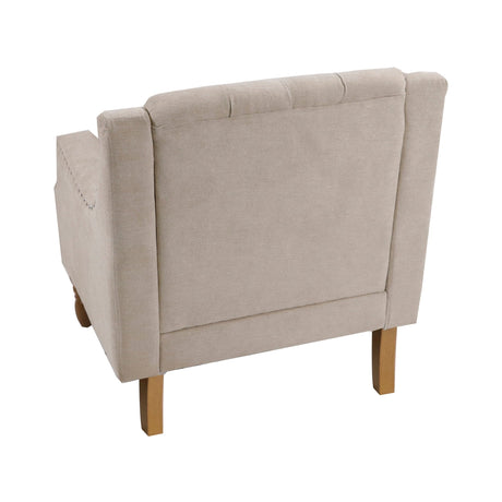 Caryl Button Tufted Upholstered Accent Chair with Recessed Arms and Nailhead Trim - Accent Chairs