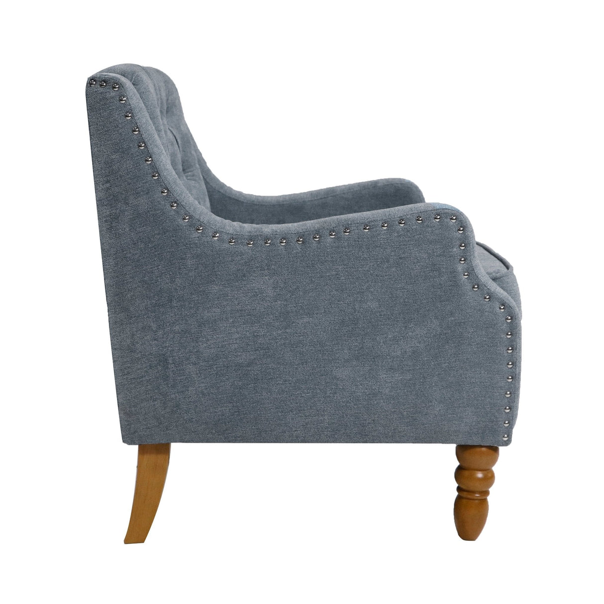 Caryl Button Tufted Upholstered Accent Chair with Recessed Arms and Nailhead Trim - Accent Chairs