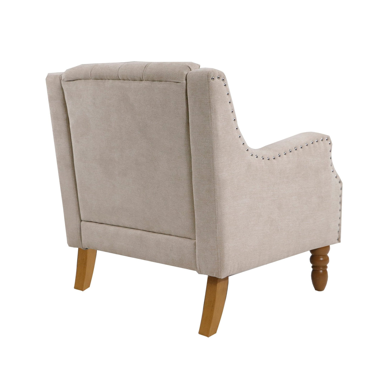 Caryl Button Tufted Upholstered Accent Chair with Recessed Arms and Nailhead Trim - Accent Chairs