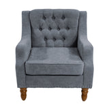 Caryl Button Tufted Upholstered Accent Chair with Recessed Arms and Nailhead Trim - Accent Chairs