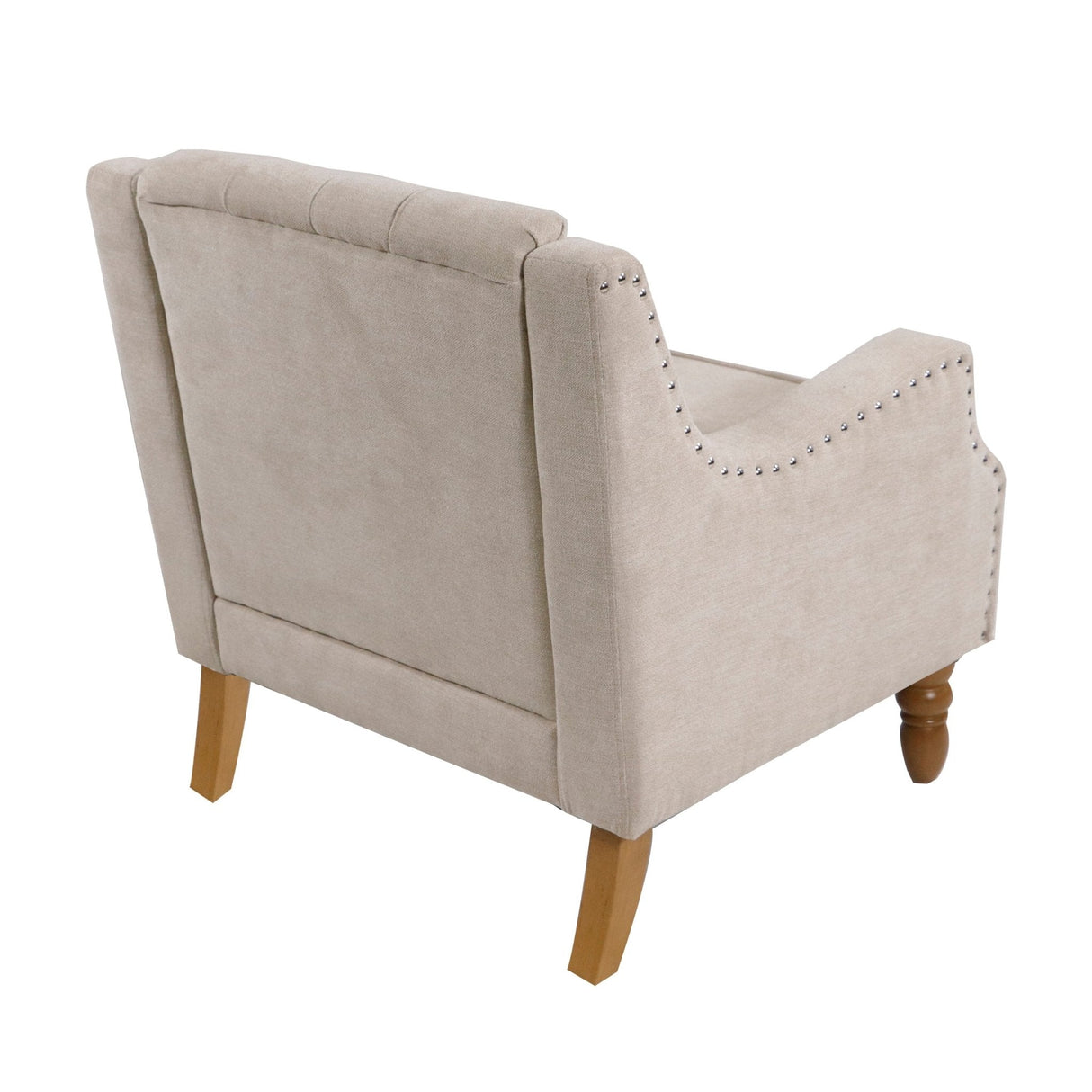 Caryl Button Tufted Upholstered Accent Chair with Recessed Arms and Nailhead Trim - Accent Chairs