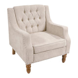 Caryl Button Tufted Upholstered Accent Chair with Recessed Arms and Nailhead Trim - Accent Chairs