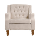 Caryl Button Tufted Upholstered Accent Chair with Recessed Arms and Nailhead Trim - Accent Chairs