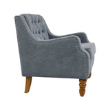 Caryl Button Tufted Upholstered Accent Chair with Recessed Arms and Nailhead Trim - Accent Chairs