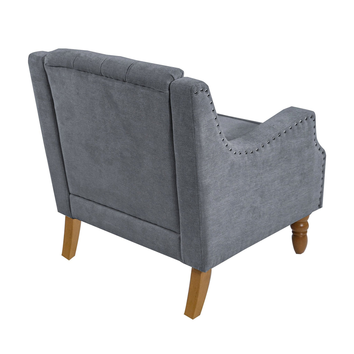 Caryl Button Tufted Upholstered Accent Chair with Recessed Arms and Nailhead Trim - Accent Chairs