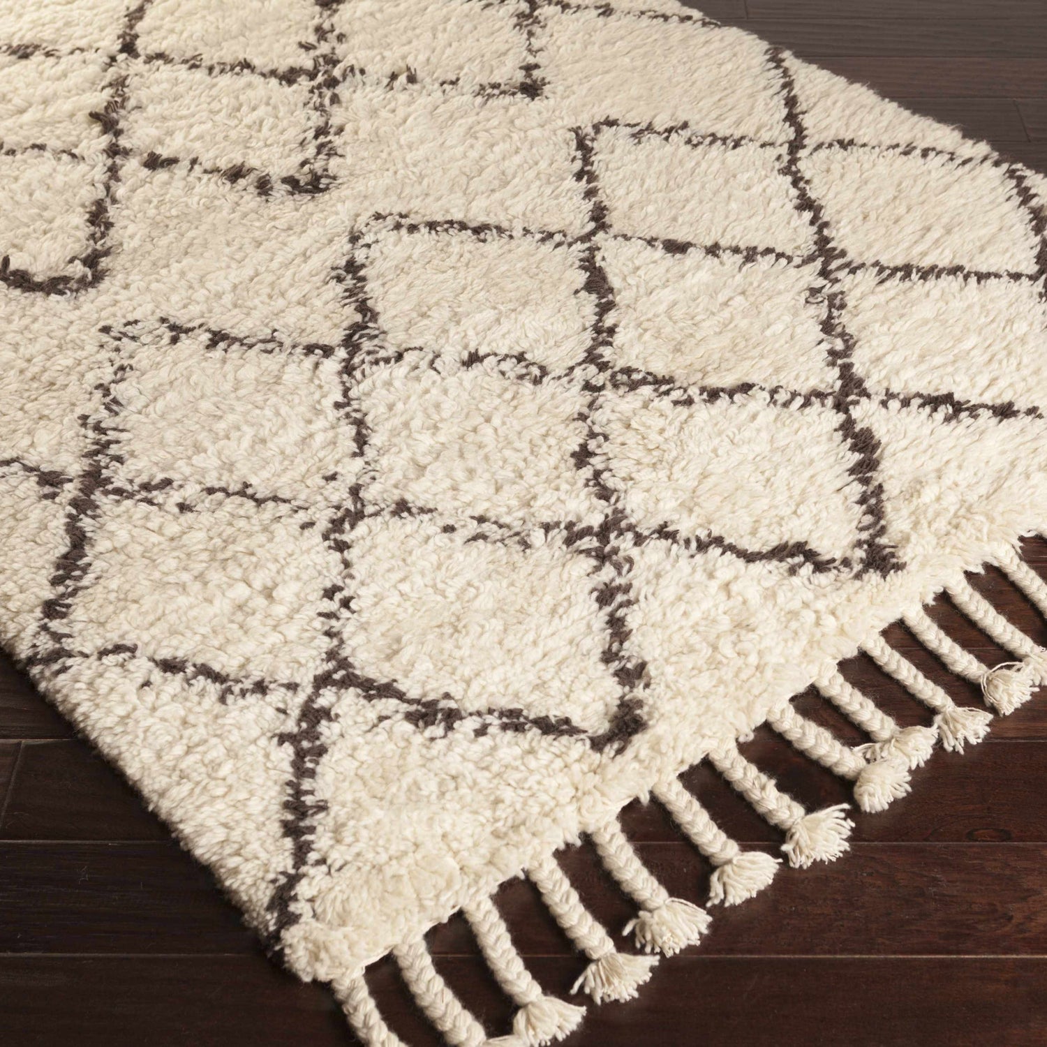 Catoosa White/Black Trellis Wool Rug - Clearance