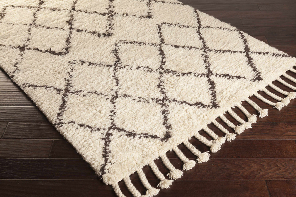 Catoosa White/Black Trellis Wool Rug - Clearance