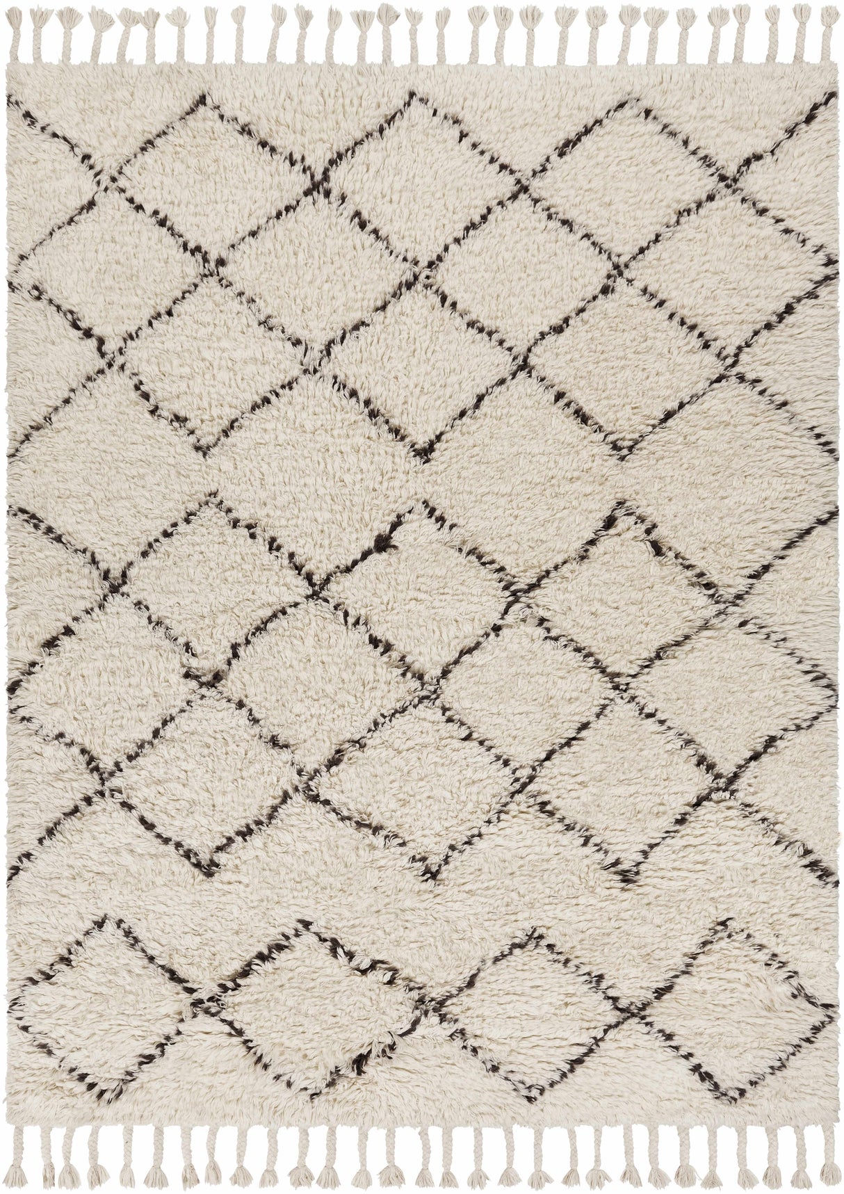 Catoosa White/Black Trellis Wool Rug - Clearance