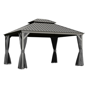 10x13ft Outdoor Gazebo with Galvanized Steel Double Roof