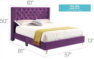 Upholstered Nailhead Trim Chic Bed