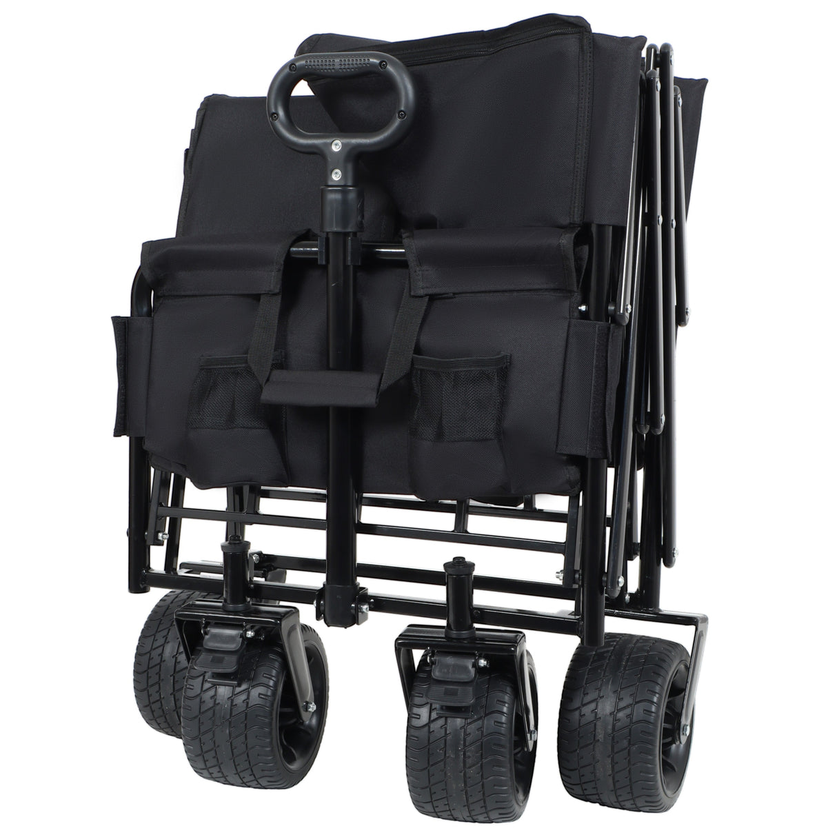 3-in-1 Convertible Folding Wagon Cart with Bench Seat & Storage