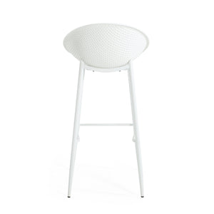 Modern Gable Outdoor Barstool Set of 2 in White
