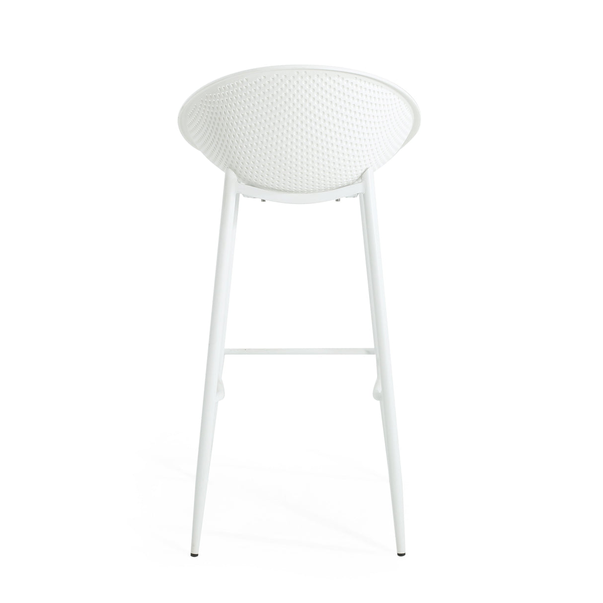 Modern Gable Outdoor Barstool Set of 2 with Weather-Resistant Plastic and Iron in White