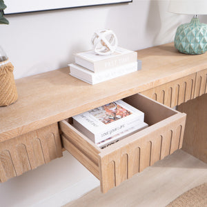 Modern Console Table with 4 Drawers – 59.2 Entryway Table in Natural Wood Finish