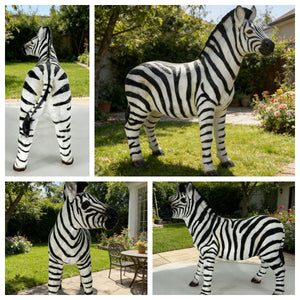 18.31' H x 19.49' L Simulated Zebra Garden Statue, Resin Outdoor & Indoor Decorative Ornament