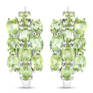 8.84 Carat Genuine Peridot .925 Sterling Silver 3 Piece Jewelry Set (Ring, Earrings, and Pendant w/ Chain)