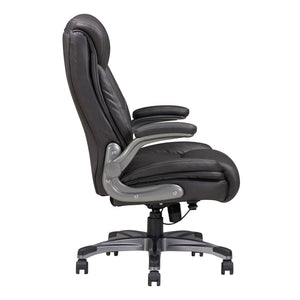 Bonded Leather Upholstered Office Chair With Adjustable Height And Armrest - Gray