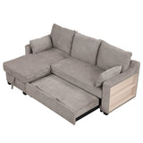 The Lionel Multifunctional Chenille Convertible Sofa Bed - USB and Storage