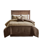 7 Piece Faux Suede Comforter Set Brown Queen