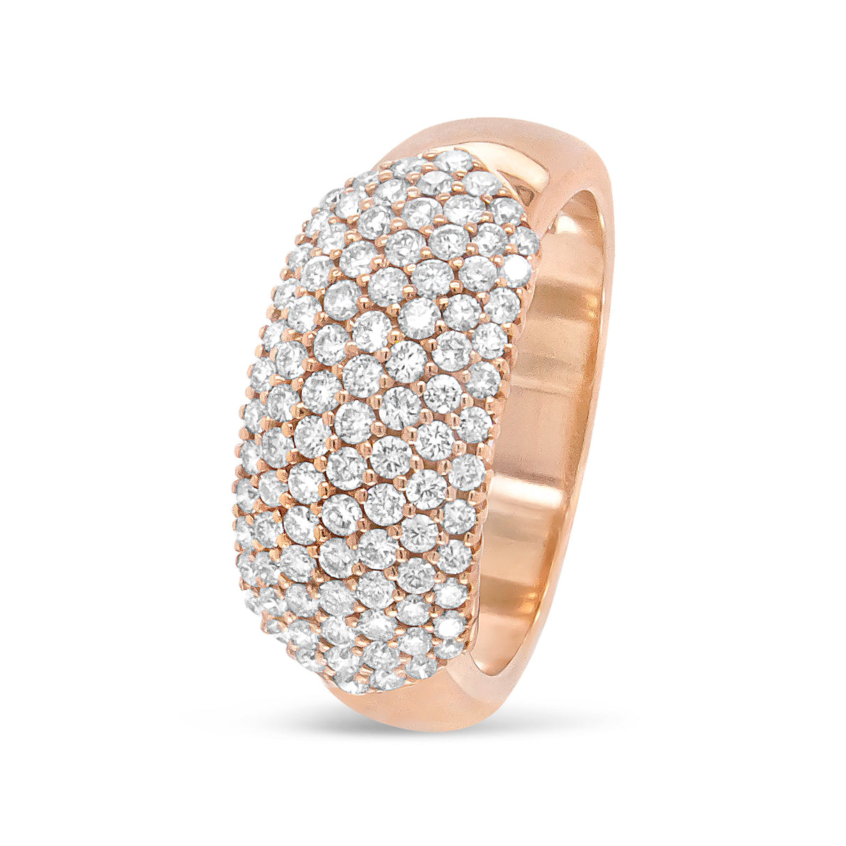 18K Rose Gold 1.00 Cttw Diamond Multi Row Dome Band Ring (F-G Color, VS1-VS2 Clarity) - Ring size 7