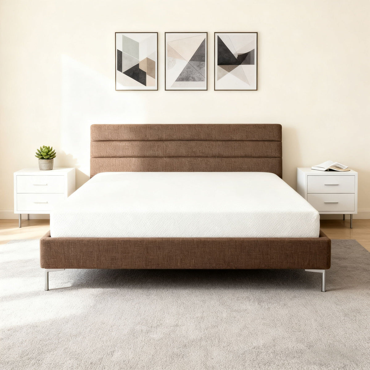 8" Twin Green Tea Memory Foam Mattress with Pressure Relief - White