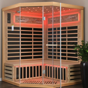 Pentagonal Sauna Room With Carbon Heating Plates - American White Oak