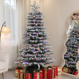 6.5-ft-Pre-Lit-Mountain-Pine-Artificial-Christmas-Tree,-Snow-Flocked-Christmas-Trees