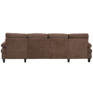 U-Shaped Sectional Sofa 103.5" Fabric Couch With Dual Chaise Lounges, Storage Pockets, Armrest Pillows