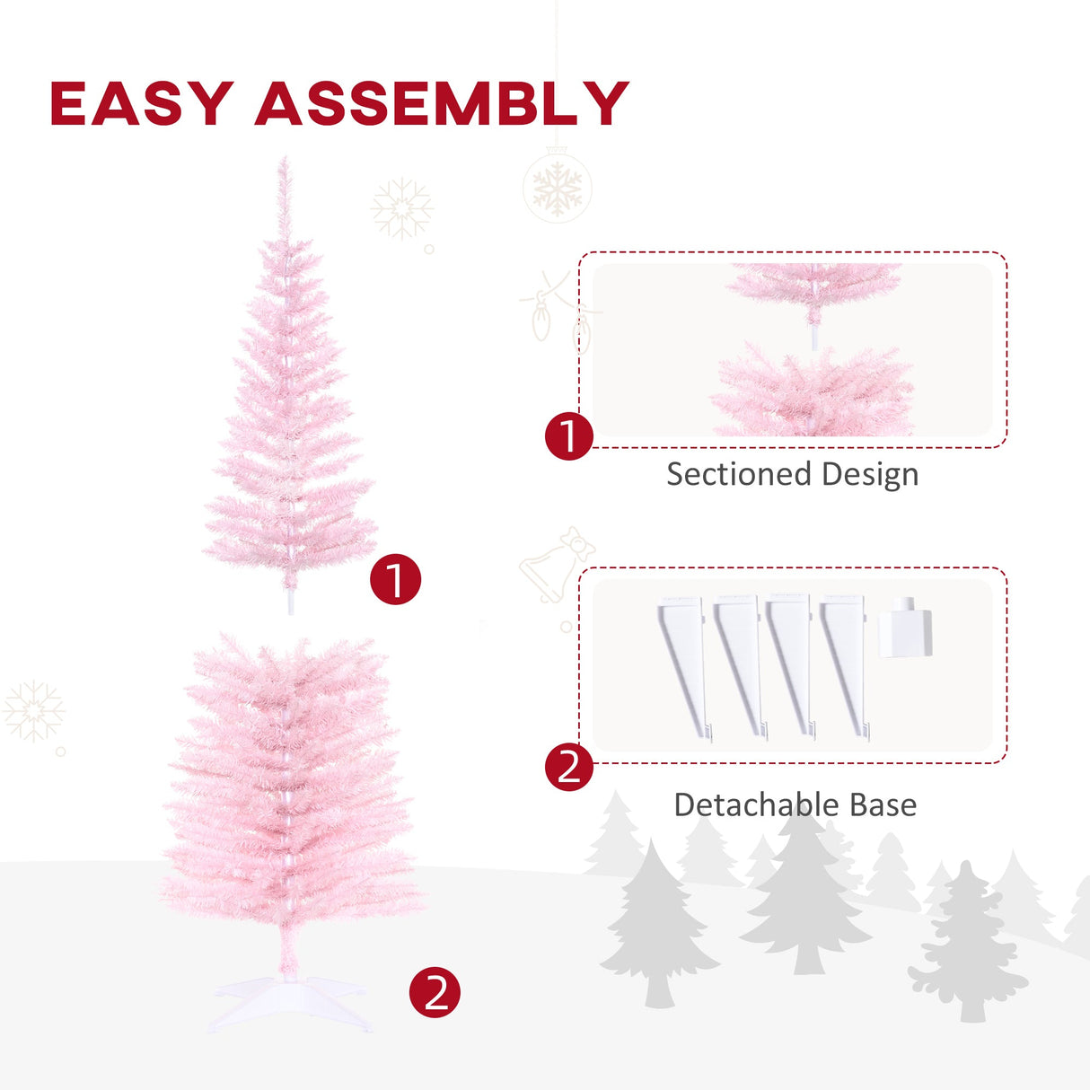 Artificial Pencil Christmas Tree Slim Design with Easy Setup