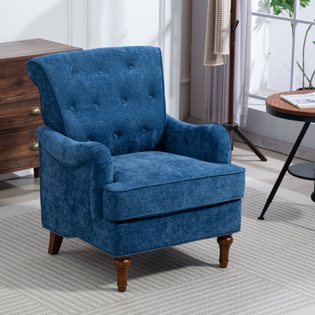 Chenille Tufted Upholstered Rolled Back Accent Chair