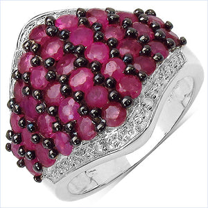 2.76 Carat Genuine Ruby & White Topaz .925 Sterling Silver Ring