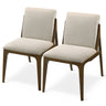 Elegant Dining Chair Set with Upholstered Fabric - Light Brown or Beige