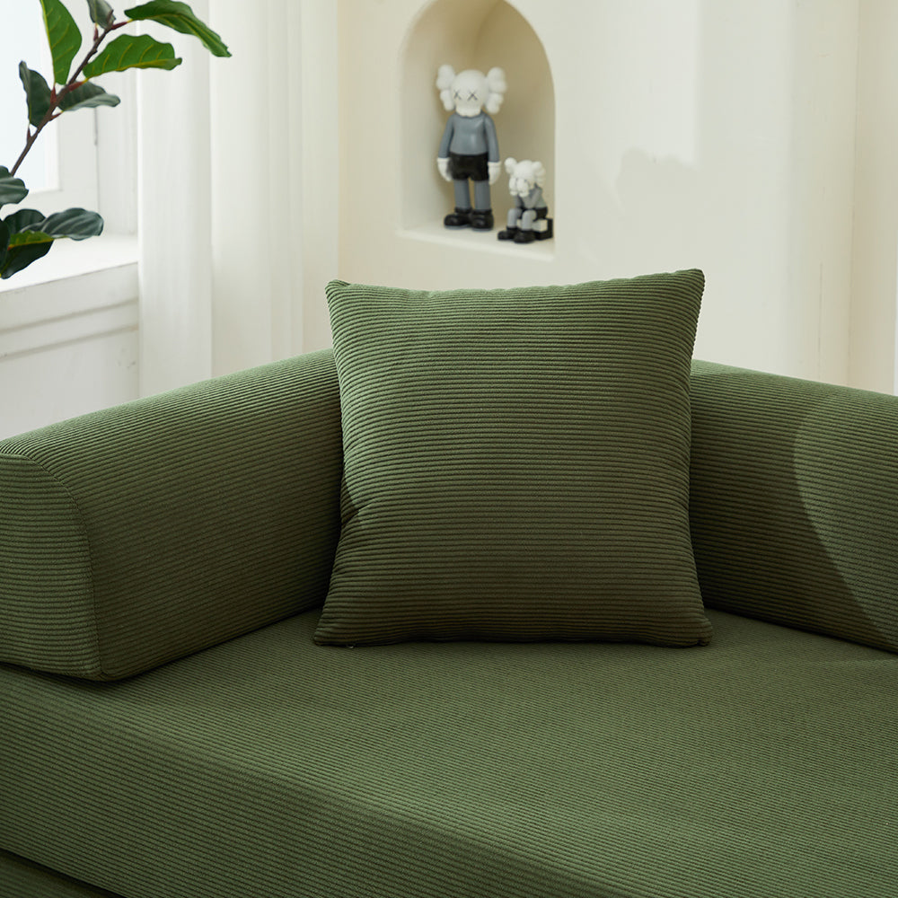 Folding Sofa Bed with Corduroy Upholstery and 2 Pillows