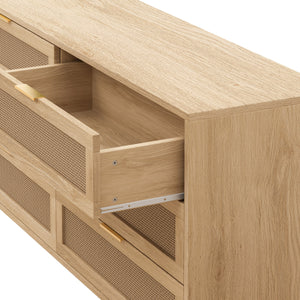 51.18' 6-Drawer Rattan Storage Cabinet Natural