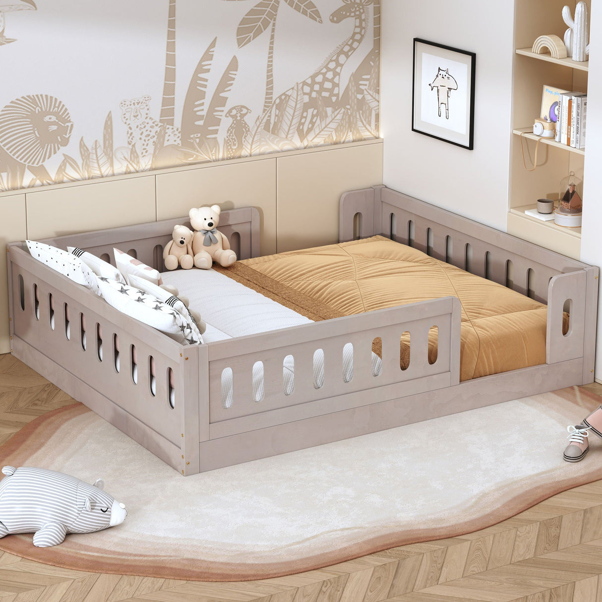 Platform Bed With Guardrail